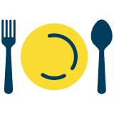 Fork, plate, and spoon icon